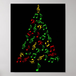 Womens Music Notes Christmas Tree Pajamas Music Lo Poster