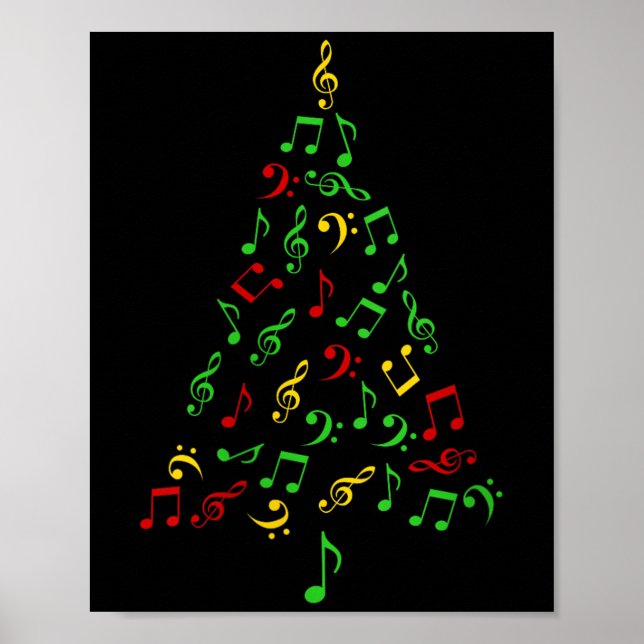 Womens Music Notes Christmas Tree Pajamas Music Lo Poster (Front)