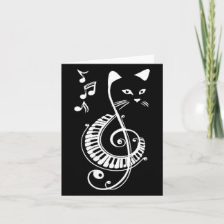 Womens Musical Cat Treble Clef Music Animal Lovers Card