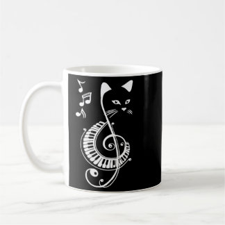 Womens Musical Cat Treble Clef Music Animal Lovers Coffee Mug