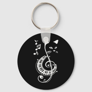Womens Musical Cat Treble Clef Music Animal Lovers Key Ring