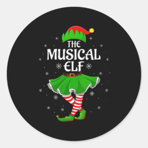 Womens Musical Elf Christmas Family Girls Women El Classic Round Sticker