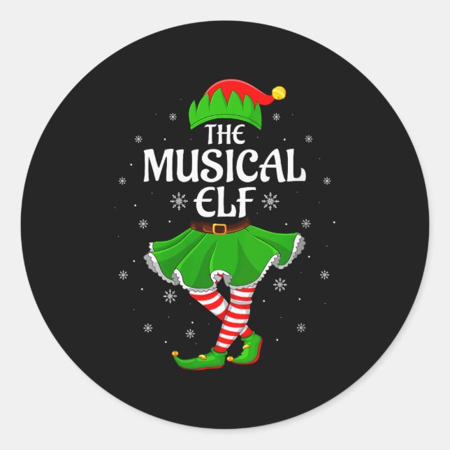 Womens Musical Elf Christmas Family Girls Women El Classic Round Sticker (Front)