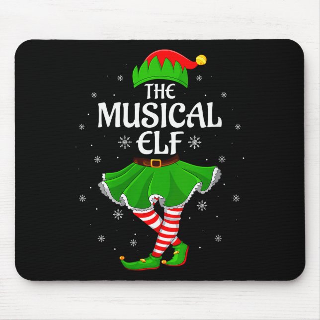 Womens Musical Elf Christmas Family Girls Women El Mouse Mat (Front)