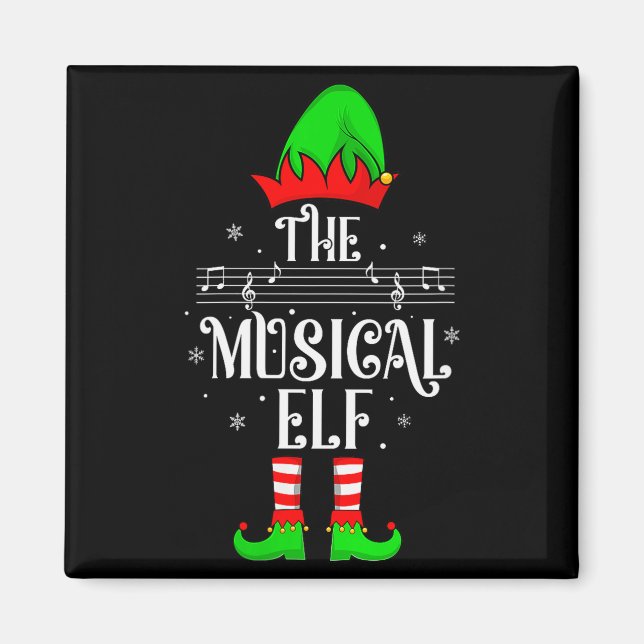 Womens Musical Elf Xmas Christmas Matching Family  Magnet (Front)