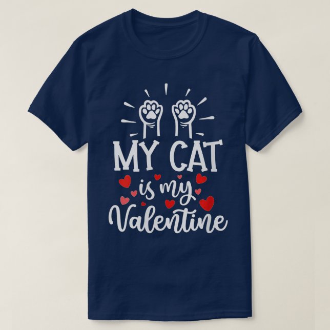 Womens My Cat Is My Valentine Kitten Lover Heart V T-Shirt (Design Front)