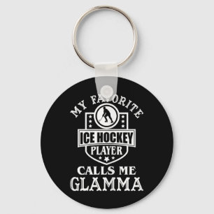 Womens My Favorite Hockey Player Calls Me Glamma W Key Ring