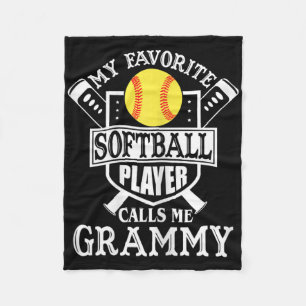 Womens My Favorite Softll Player Calls Me Grammy O Fleece Blanket