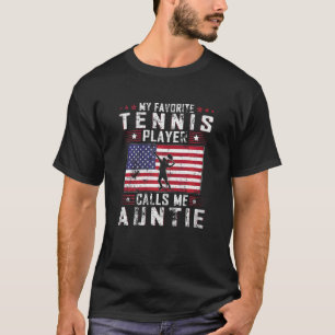 Womens My Favorite Tennis Player Calls Me Auntie M T-Shirt