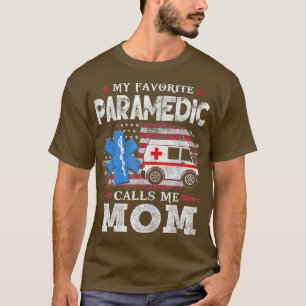 Womens My Favourite Paramedic Calls Me Mum USA Fla T-Shirt