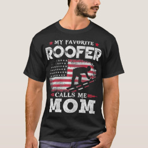 Womens My Favourite Roofer Calls Me Mum USA Flag M T-Shirt