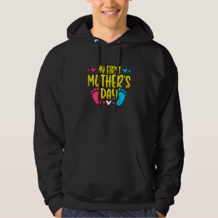 Womens My First Mother's Day Women Pregnancy Annou Hoodie