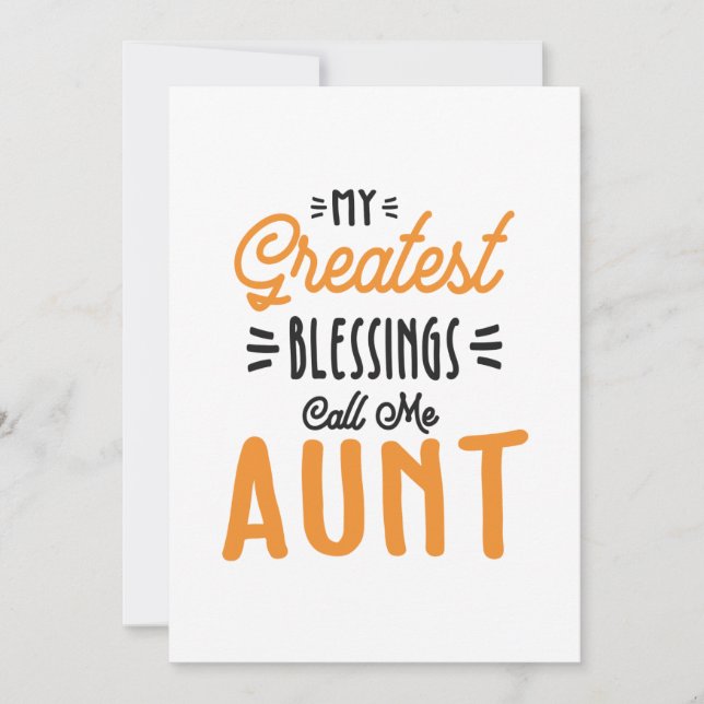 Womens My Greatest Blessings Call Me Aunt Thank You Card (Front)