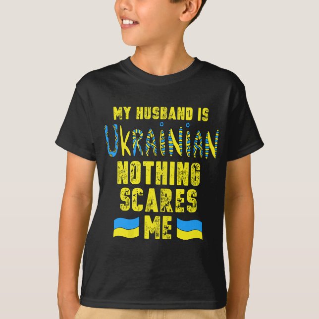 Womens My husband Is Ukrainian Ukraine Flag Ukrain T-Shirt (Front)