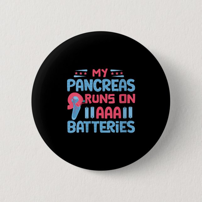 Womens My Pancreas Runs On Aaa Batteries V-neck  6 Cm Round Badge (Front)