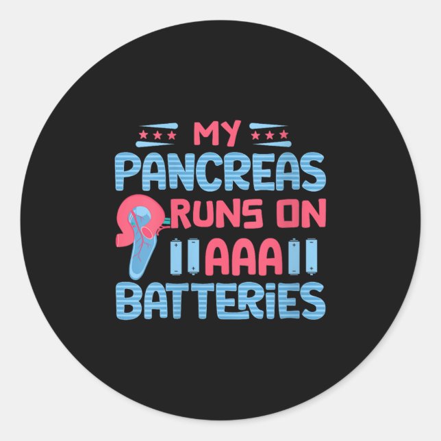 Womens My Pancreas Runs On Aaa Batteries V-neck  Classic Round Sticker (Front)