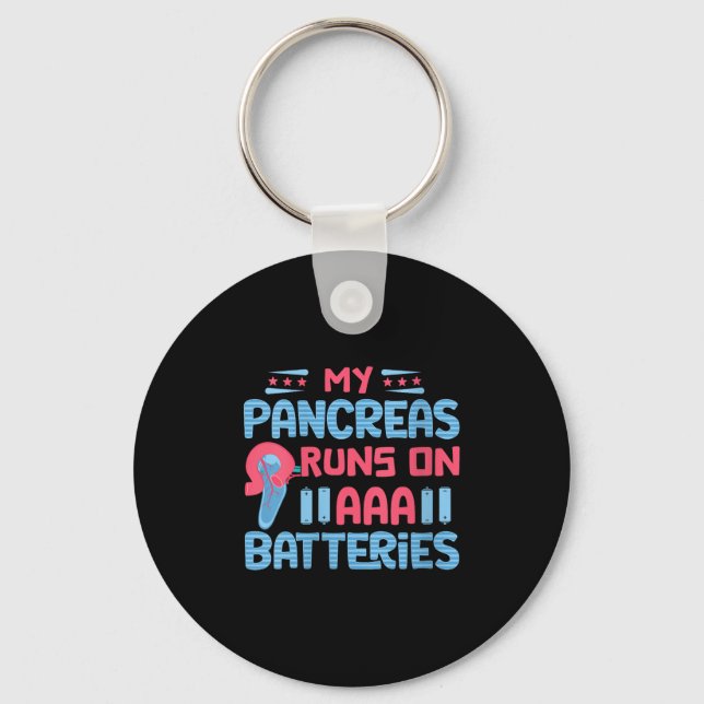 Womens My Pancreas Runs On Aaa Batteries V-neck  Key Ring (Front)