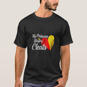Womens My Princess Wears Cleats Softball Mum Baseb T-Shirt