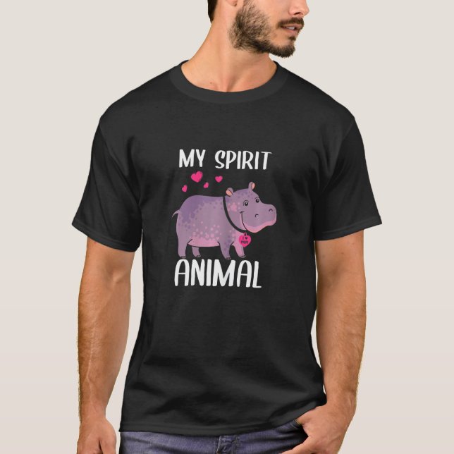 Womens My Spirit Animal Hippo I Love Mum Necklace  T-Shirt (Front)