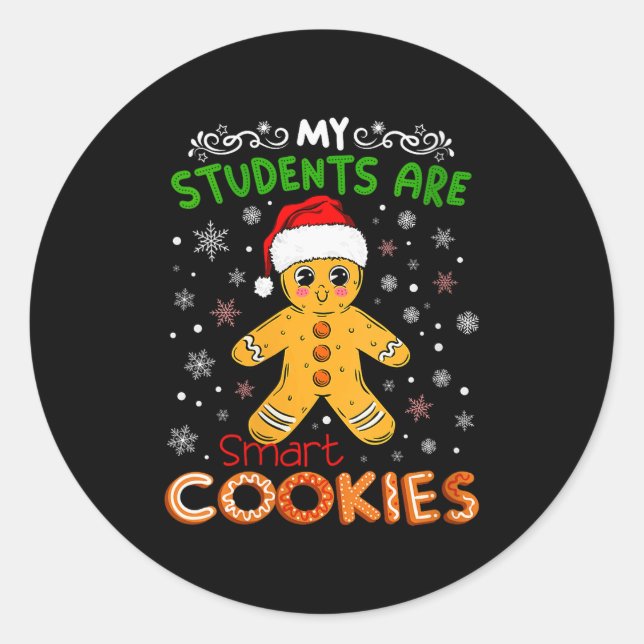 Womens My Students Are Smart Cookies Christmas Gin Classic Round Sticker (Front)