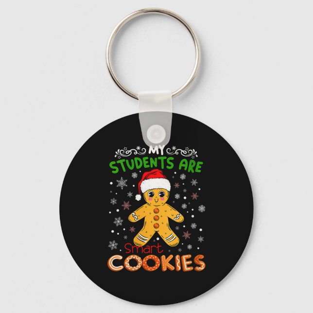 Womens My Students Are Smart Cookies Christmas Gin Key Ring (Front)