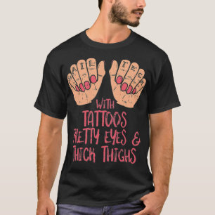 Womens Nail Tech With Tattoos Pretty Eyes Thick T-Shirt
