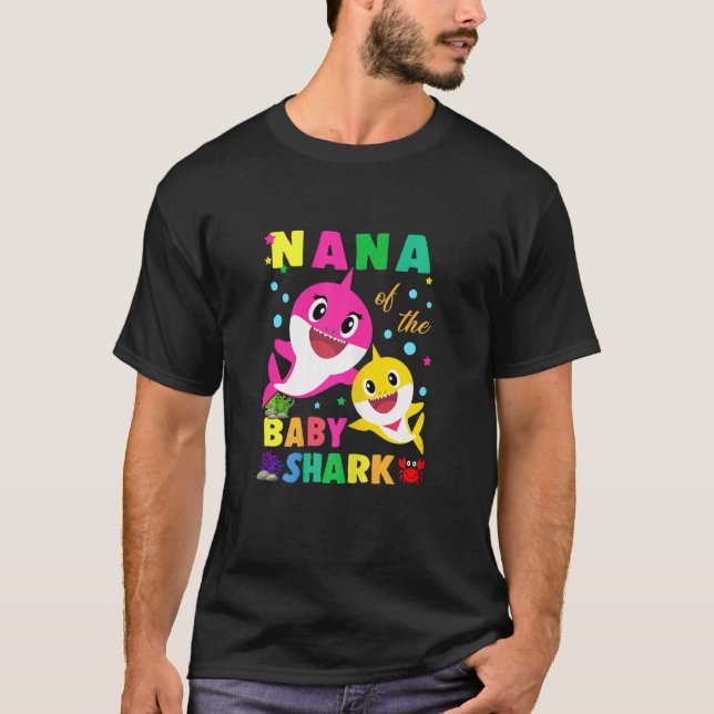 Womens Nana Of The Birthday Baby Nana Shark Family T-Shirt (Front)