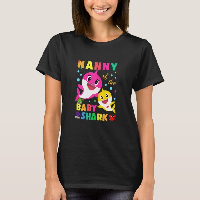 Womens Nanny Of The Birthday Baby Nanny Shark Fami T-Shirt (Front)
