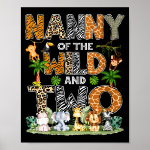 Women's nanny of the wild and two zoo safari jungl poster