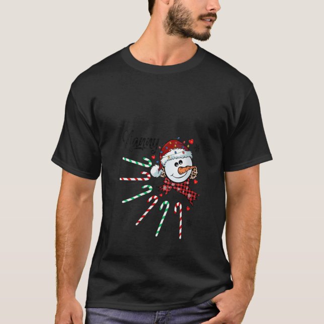 Womens Nanny Snowman Candy Cane Christmas Xmas Fun T-Shirt (Front)