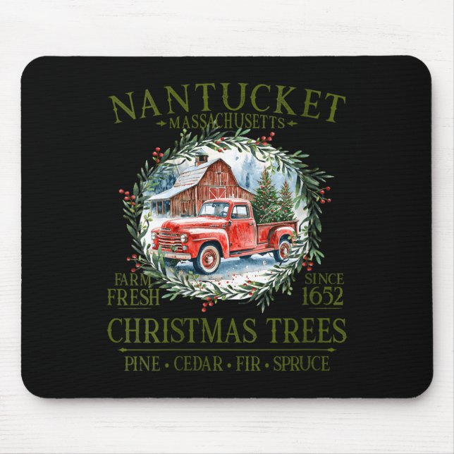 Womens Nantucket Ma Farm Fresh Christmas Trees Gre Mouse Mat (Front)