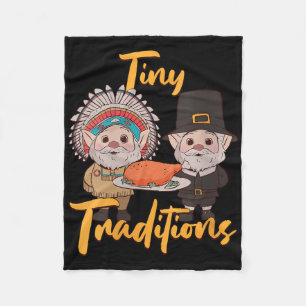 Womens Native American Thanksgiving Gnome Pilgrim Fleece Blanket