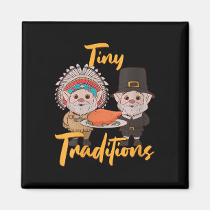 Womens Native American Thanksgiving Gnome Pilgrim Magnet