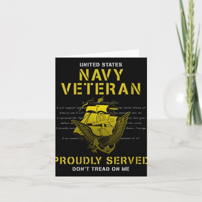 Womens Navy Veteran Proudly Served V-neck  Card (Front)