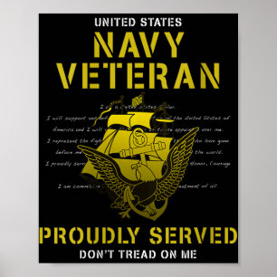 Womens Navy Veteran Proudly Served V-neck  Poster