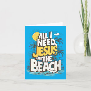 Womens Need Is Jesus And The Beach Vintage Card