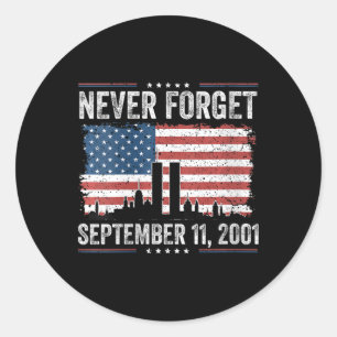 Womens Never Forget September 11 2001 Memorial Day Classic Round Sticker