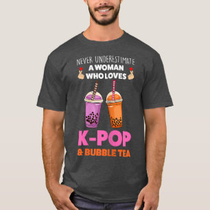 Womens Never k-pop & bubble tea Anime Merch T-Shirt