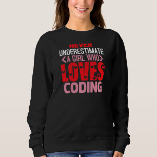 Womens Never Underestimate A Girl Who Loves Coding Sweatshirt