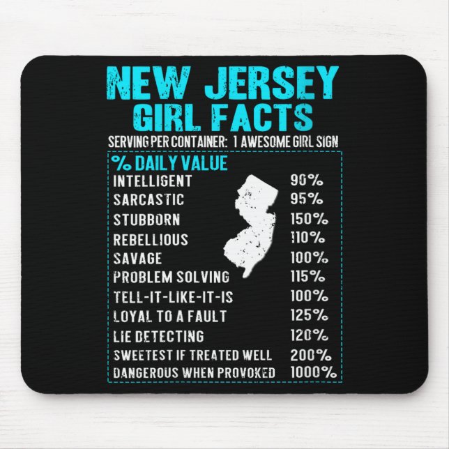 Womens New Jersey Girl Facts Funny Birthday Gift B Mouse Mat (Front)