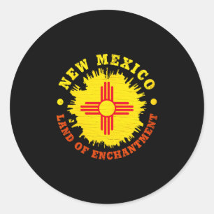 Womens New Mexico Enchantment State Flag V-neck Classic Round Sticker