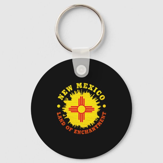 Womens New Mexico Enchantment State Flag V-neck  Key Ring (Front)