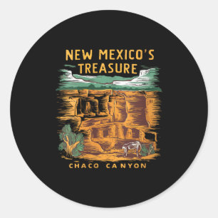 Womens New Mexico Treasure Chaco Canyon National P Classic Round Sticker