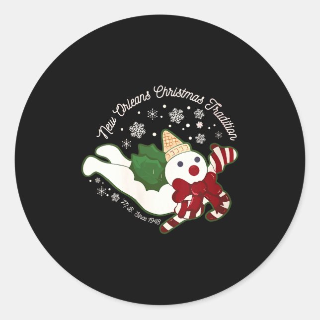 Womens New Orleans Mr Bingle Christmas Tradition S Classic Round Sticker (Front)