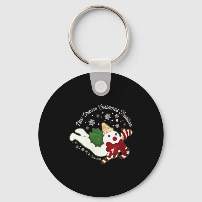 Womens New Orleans Mr Bingle Christmas Tradition S Key Ring (Front)