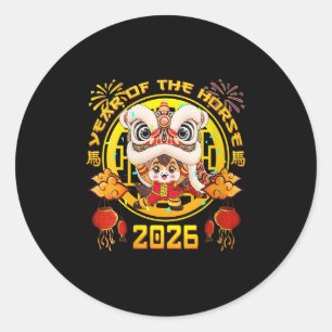 Womens New Year 2026 Chinese Horse The Year Of The Classic Round Sticker