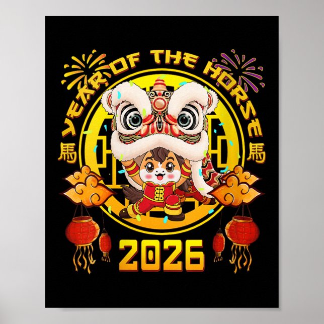 Womens New Year 2026 Chinese Horse The Year Of The Poster (Front)