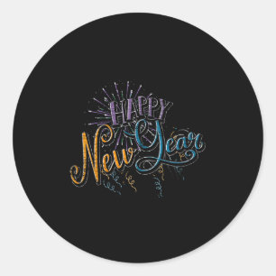 Womens New Years Eve Celebration Confetti Firework Classic Round Sticker