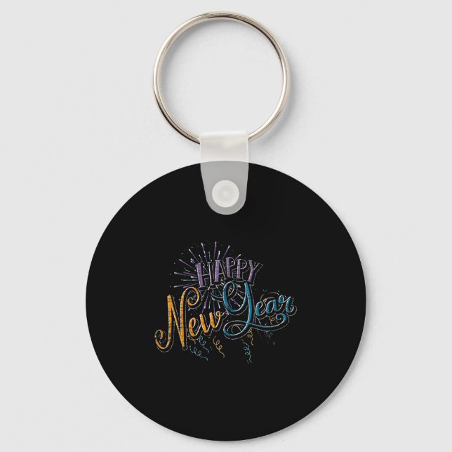 Womens New Years Eve Celebration Confetti Firework Key Ring (Front)