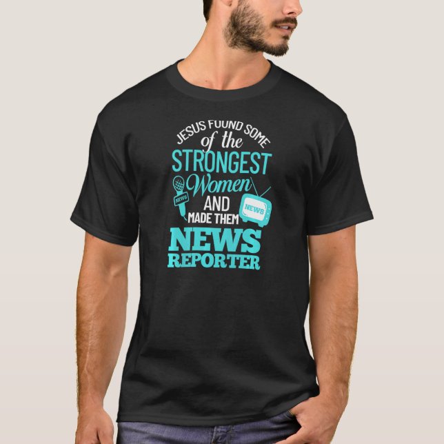 Womens News Reporter Microphone Camera  Interviews T-Shirt (Front)